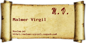 Malmer Virgil névjegykártya